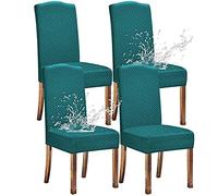 KELUINA Extensible Etanche Jacquard Salle à Manger Chaise Couvre Décor à La Maison, Housses De Chaise pour Salle à Manger Chaises Restaurant Hôtel Cérémonie(Vert Paon,4 Pièces)