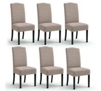 KELUINA Extensible Sergé Hydrofuge Jacquard Salle à Manger Chaise Couvre Décor à La Maison, Housses De Chaise pour Salle à Manger Chaises Restaurant Hôtel Cérémonie (Chameau,6 Pièces)