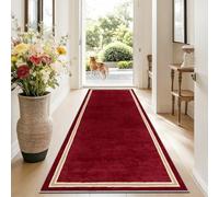 Kelvuta Tapis de Couloir Passage Lavable en Machine Bordeaux 50x150cm | Tapis Cuisine Devant Evier Antidérapant, Tapis de Porte Paillasson d'Entree Interieur Long, Tapis Chambre Rectangulaire