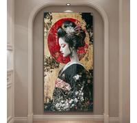 KEMEIQI Peinture de geisha japonaise abstraite sur toile, art mural vintage, affiche animée pour chambre à coucher, salon (30 x 60 cm, sans cadre)