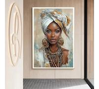KEMEIQI Tableau ethnique africain sur toile représentant une femme noire, affiche imprimée pour la décoration de bureau, chambre ou salon (30 x 50 cm)