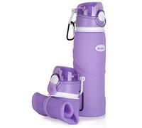 Kemier Bouteilles d'eau Pliables en Silicone de 750 mL, Sans BPA, Approuvées par La FDA.Bouteilles d'eau Pliables Pouvant s’Enrouler Pour Sports et Plein Air,étanches et à l'épreuve Des Fuites