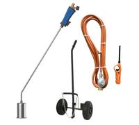 Desherbeur thermique + Tuyau gaz 5m, Détendeur propane, Allume gaz & Chariot à roues - Bruleur gaz 60mm Mauvaises Herbes KEMPER