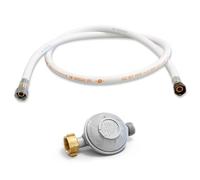 KEMPER - Kit de Connexion Gaz Butane Complet : Détendeur 28 mbar à Vis et Tuyau Flexible 2m Norme NF, Raccord G1/2 et 20/150 pour Bouteille 13kg, Cuisinière et Barbecue