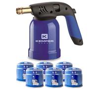 KEMPER - Lampe a souder coque acier piezo + 6 cartouches gaz 190g avec sécurité stop gaz