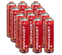 KEMPER - Pack de 12 Cartouches gaz 330g Butane Propane mix NOVACET 600ml Bonbonne gaz universelle valve 7/16