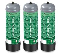 Pack 3 Bouteilles de gaz Argon + CO2 110 Bar 2.2 Litres Jetable Soudage MIG KEMPER