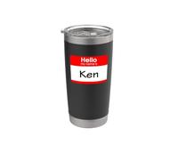 Ken, badge « Hello My Name is Name is » Gobelet isotherme en acier inoxydable double paroi
