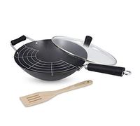 Ken Hom – Set de 4 woks Excellence 31 cm acier au carbone antiadhésif Induction