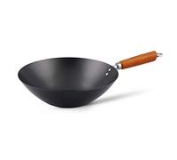 Ken Hom Wok Acier au Carbone, 31cm, Classic, Léger avec revêtement anti-adhésif double couche et manche en bois, Ne passe pas au lave-vaisselle, Garantie de 2 ans