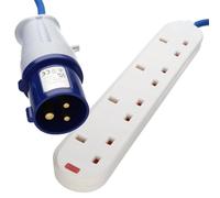 kenable Rallonge Électrique Camping-Car Caravane Camping 16A 4 Prises UK Fiche CEE Bleue 3 Broches 5m Bleu