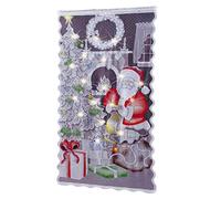 KENANLAN Rideaux transparents de Noël pour salon, chambre à coucher, décoration d'intérieur - 213,4 x 101,6 cm - Motif Père Noël lumineux à DEL - Pour salon, chambre à coucher, décoration d'intérieur