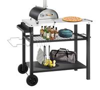 Kendane Gourmet Chariot de barbecue à 3 niveaux, table d'appoint, table d'appoint, chariot de jardin, cuisine d'extérieur, table de travail, établi pour barbecue, chariot de service avec grande