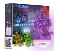KENLUMO Lampe de chevet chiot Lampe de nuit Pat Patrouille veilleuse LED télécommande Touchez pour changer de couleur 16 couleurs