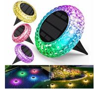 KENLUMO Lampe Solaire Extérieur Lumière Solaire Jardin Lampe Solaire Spot Encastrable-Lot de 4-Blanc Chaud& RGB