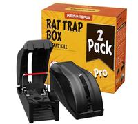 KENNEAS Veto Pro Lot de 2 pièges à rats avec boîte à appâts | Grande boîte de lutte contre les rongeurs, intérieur et extérieur, sûr pour la maison et le jardin