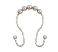 Kenney Double Roller Ball Rideau de Douche Anneaux (Lot de 12), Nickel brossé