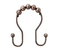 Kenney Lot de 12 Anneaux de Rideau de Douche à Double Boule, métal, Bronze huilé, Taille Unique