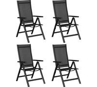 Kenny 4 x chaise de jardin, dossier réglable, 6 positions, noir/noir.