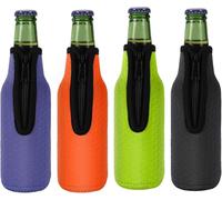 KENOBE Lot de 4 Refroidisseurs de Bouteilles de Bière de 330 ml, Housses Isothermes Réutilisables en Néoprène Antidérapant avec Fermeture éclair, pour Bouteilles de Bière (330 ml),