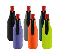 KENOBE Lot de 6 Refroidisseurs de Bouteilles de Bière de 500 ml, Housses Isothermes Réutilisables en Néoprène Antidérapant avec Fermeture éclair, pour Bouteilles de Bière (500 à 530 ml),