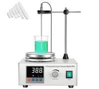 Kensbro Agitateur Magnétique Chauffant 250W avec Affichage Numérique | Plaque chauffante avec vitesse réglable 0 à 2200 tr/min, 6 barreaux magnétiques pour laboratoires