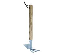 Kent & Stowe Binette Double - Binette de Jardin en Acier Inoxydable pour aérer Les sols - Sarcloir avec Manche en frêne - Longueur 37 cm