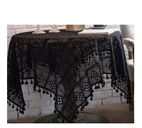 Kentop Nappe de Table en Dentelle Décorative Ronde avec des Motifs Floraux élégants pour Fête, Anniversaire, Mariage, Noir 85x85cm