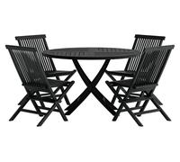 Kenya set de jardin table Ø120 cm noir 4 chaises noir.