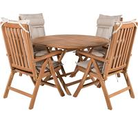 Kenya set de jardin table Ø120cm naturel, 4 chaises naturelles.