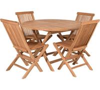Kenya set de jardin table Ø120cm naturel, 4 chaises naturelles.