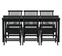 Kenya set de jardin table 90x180 cm noir 6 chaises noir.