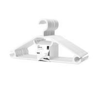 KEPLIN Cintres en Plastique Blanc - Lot de 20, Gain de Place, Robuste, Ceintres Pivotants pour Manteau, Robe, Chemise, Veste, Pantalon I Cintres Antidérapants Crochet Rotatif et Cintre à Cravates