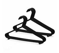 KEPLIN Cintres en Plastique Noir - Lot de 25, Cintres pour Portemanteaux, Armoire et Placard Solides, Cintre Robuste avec Barre Porte-Pantalons et Pinces, Gain de Place, Largeur 37,5 cm