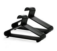 KEPLIN Cintres en Plastique Noir - Lot de 50, Cintres pour Portemanteaux, Armoire et Placard Solides, Cintre Robuste avec Barre Porte-Pantalons et Pinces, Gain de Place, Largeur 37,5 cm