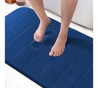 KEPLIN Grand Tapis de Bain en Mousse à mémoire de Forme Ultra Doux, Absorbant et antidérapant, Lavable en Machine, pour Sol de Bain et Toilettes, Bleu Marine, 60 x 90 cm