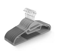 KEPLIN Lot de 20 cintres antidérapants - Durable, Design Fin pour économiser de l'espace avec Rotation à 360°, Organisateur de Cravates, Crochets de Sangle et Ouverture en Forme de S (Gris foncé)