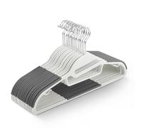 KEPLIN Lot de 20 cintres antidérapants - Durable, Design Fin pour économiser de l'espace avec Rotation à 360°, Organisateur de Cravates, Crochets de Sangle et Ouverture en Forme de S (Blanc)