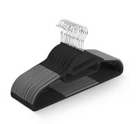 KEPLIN Lot de 20 cintres antidérapants - Durable, Design Fin pour économiser de l'espace avec Rotation à 360°, Organisateur de Cravates, Crochets de Sangle et Ouverture en Forme de S (Noir)
