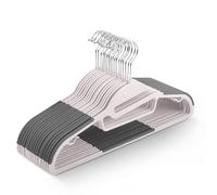 KEPLIN Lot de 20 cintres antidérapants, durables, Design Fin pour économiser de l'espace avec Pivot à 360°, Organisateur de Cravates, Crochets de Sangle et Ouverture en Forme de S (Blush)