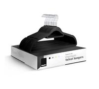 KEPLIN Lot de 20 cintres en Velours - Cintres antidérapants avec Barre à Cravate et Crochet à 360° - Durable et Robuste, Peu encombrant - Solution de Rangement à Domicile (Noir)
