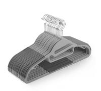 KEPLIN Lot de 30 cintres antidérapants - Durable, Design Fin pour économiser de l'espace avec Rotation à 360°, Organisateur de Cravates, Crochets de Sangle et Ouverture en Forme de S (Gris foncé)