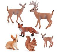Keptfeet Figurines d'la forêt, Figurines créatures des Bois, Figurines d'animaux modèle, décorations gâteau Miniatures (cerf, Renard, écureuil)
