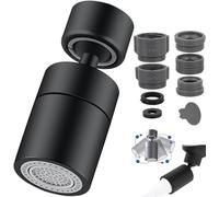 KEPYATI Aérateur De Robinet, 2 Modes Mousseur Robinet Economie Eau, 360° Pivotant Embout Robinet Cuisine, À Économie D'Eau Robinet Filtre Régulateur Spray Tête Buse Pour Cuisine Salle De Bains (Noir)