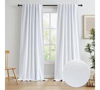 KEQIAOSUOCAI Lot de 2 Rideaux en Lin 100% occultants - Rideaux résistants pour terrasse, Salon, Poche à Pattes arrière - 127 x 304,8 cm de Long - Bordeaux - 3 m de Long
