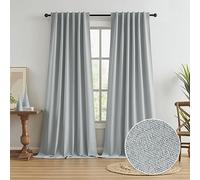 KEQIAOSUOCAI Rideaux occultants Extra Longs en Lin pour Hauts plafonds de 335 cm pour Salon - Poche arrière avec Rabats - Aspect plissé - Rideaux verticaux épais pour 2 étages - 2 Panneaux - 127 cm