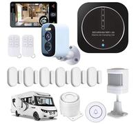 KER Group Alarme de Camping Car - WIFI/4G - Surveillance 24h/24h -1 Camèra de Surveillance Autonome - Adapté aux cloison Alu/Polyeste - 2 Sirènes - Pas de Fausse Alarme - Expédiée programmée