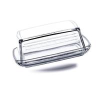 Kerafactum Beurrier en verre classique de qualité supérieure avec couvercle transparent, rectangulaire, couvercle aromatique, récipient à beurre passe au lave-vaisselle