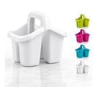 Kerafactum Panier à couverts pour couverts et petites pièces | Panier universel pour lave-vaisselle | Carquois à couverts carré blanc | 2 compartiments à grosses mailles | Panier à couverts universel