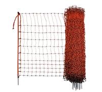 Kerbl Hobbyfarming PoultryNet, 106 cm, 50 m, filet pour volailles, clôture électrique, électrifiable, piquet simple, orange, 15 piquets, poules, oies, dindes, garantie 3 ans contre les UV
